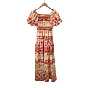 Tropical Print Cotton Blend Maxi Dress